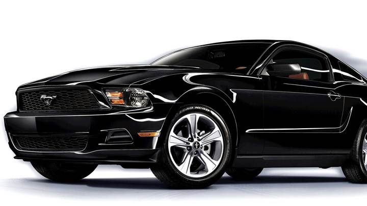 2011 Ford Mustang V6 Front Side Pose in Black